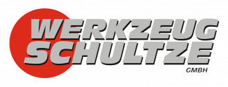 Logo der Werkzeug Schultze GmbH mit grauer Wortmarke auf schwarzem Hintergrund und rotem Kreis als Markenzeichen.